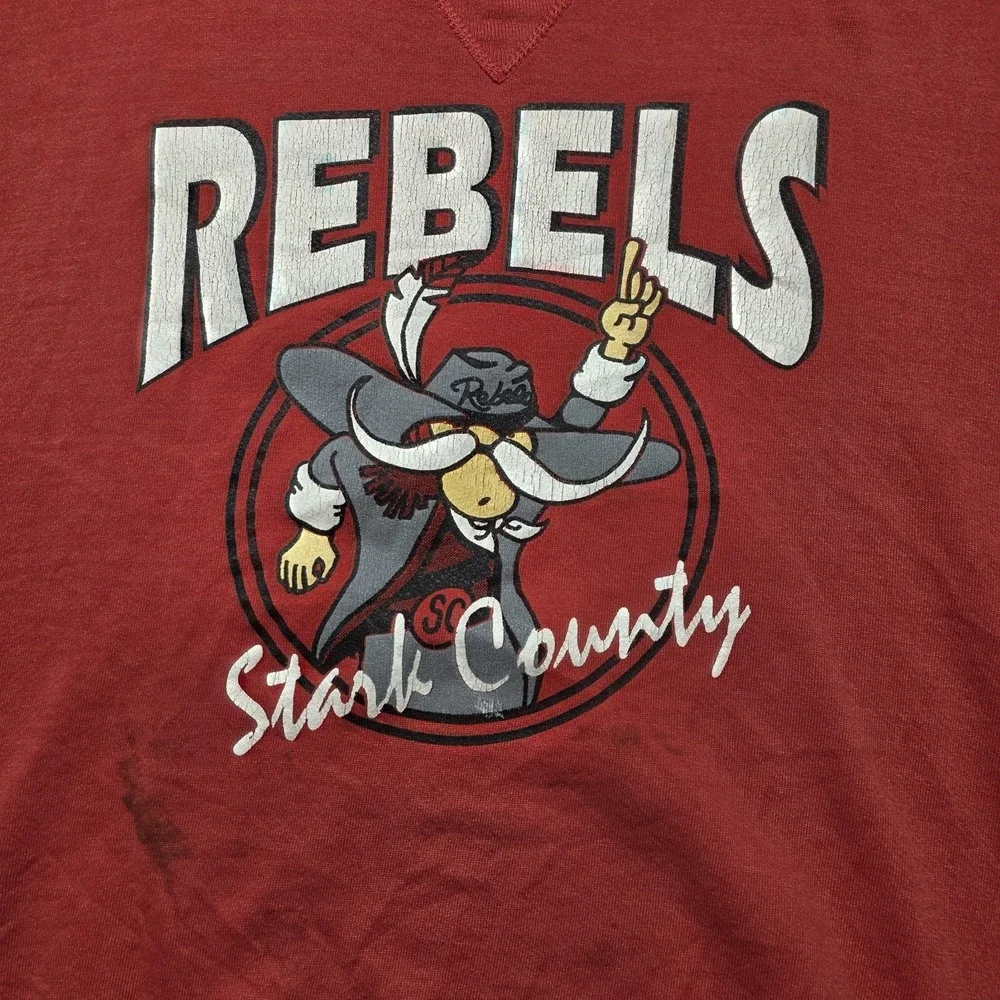 Vintage Stark County‎ Rebels Russell Athletic Sweatshirt Red XL Made in USA